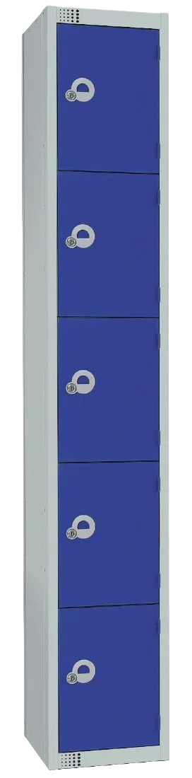 Elite Lockers CG612-CS Five Door Camlock Locker with Sloping Top Blue banner