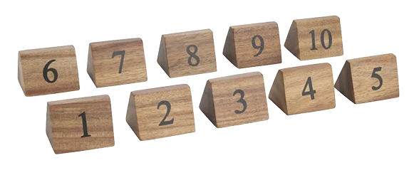 Olympia CL392 Acacia Table Number Signs Numbers 1-10 banner