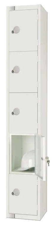 Elite Lockers GR313-P Five Door Padlock Locker White banner