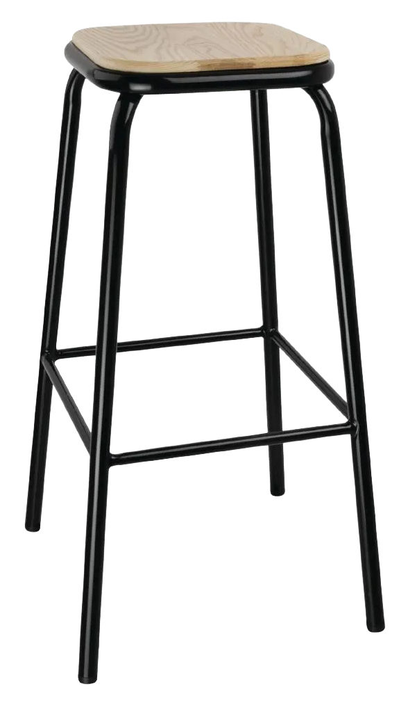 Bolero Cantina DE482 High Stools with Wooden Seat Pad Black (Pack of 4) banner