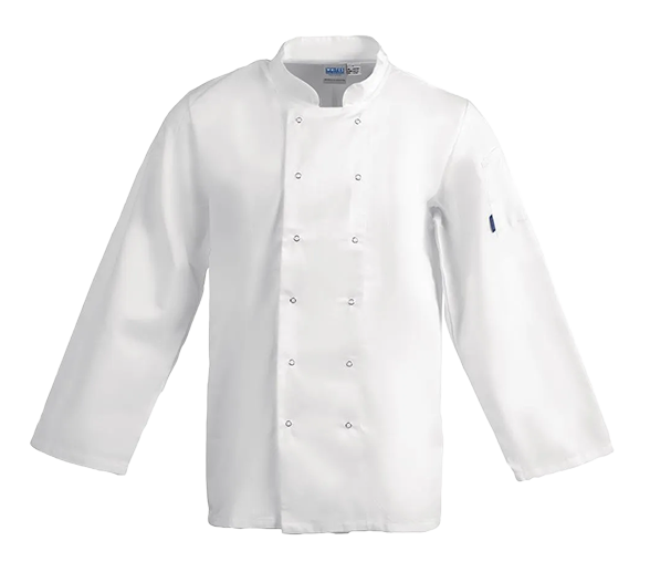 Whites Vegas A134-M Unisex Chefs Jacket Long Sleeve White M banner