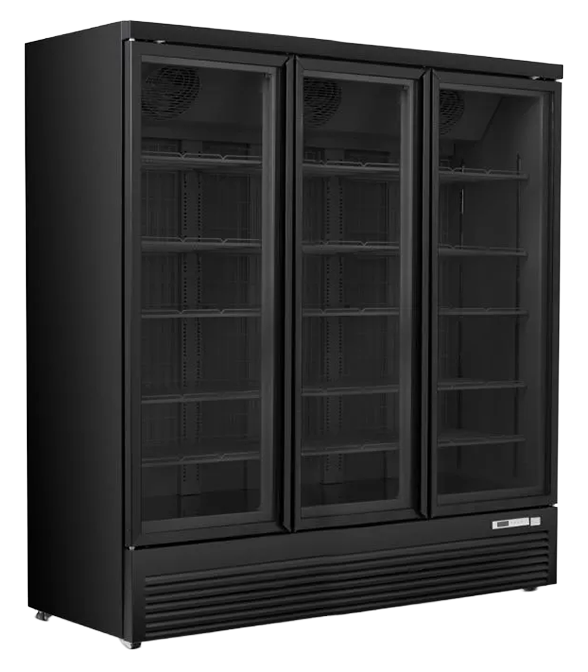 Blizzard BMF3 2090 Ltr Upright Triple Hinged Glass Door Black Display Freezer banner