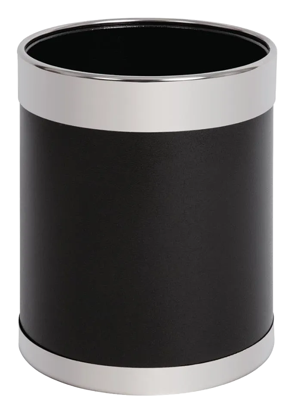 Bolero Y805 Waste Paper Bin Black with Silver Rim 10.2 Ltr banner