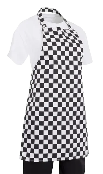 Whites B357 Childrens Unisex Bib Apron Black & White Check banner