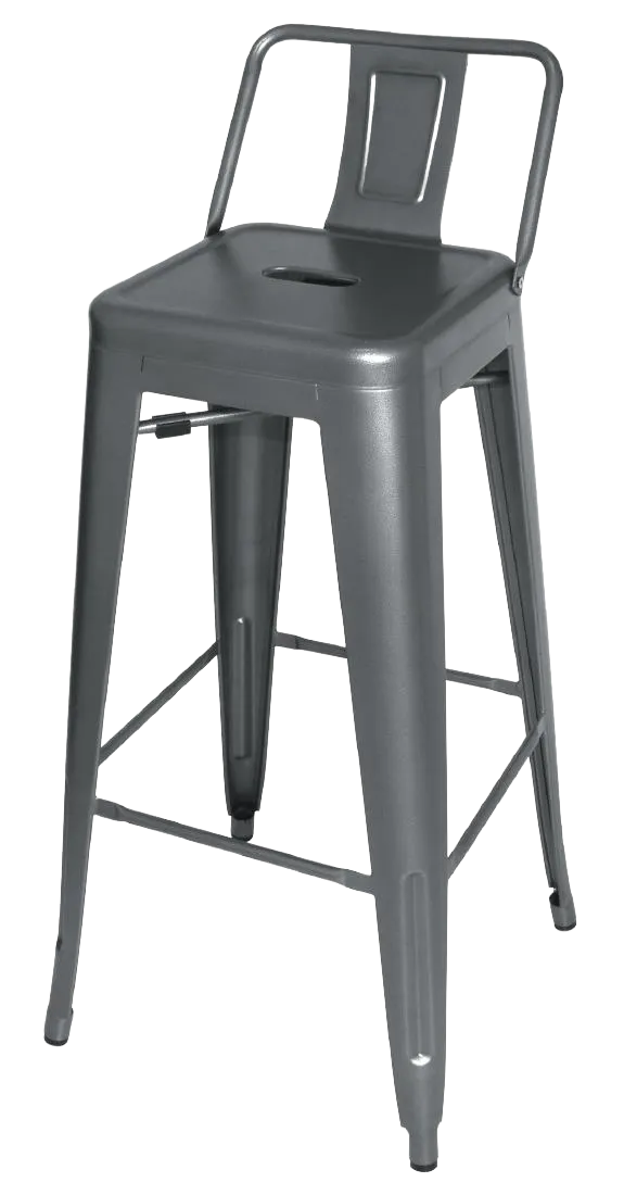 Bolero Bistro DM935 Steel High Stools with Backrest Gun Metal (Pack of 4) banner