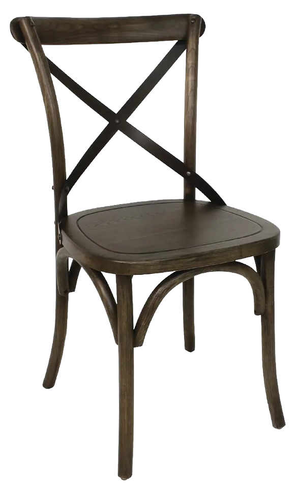 Bolero GG658 Bentwood Chairs with Metal Cross Backrest Walnut (Pack of 2) banner