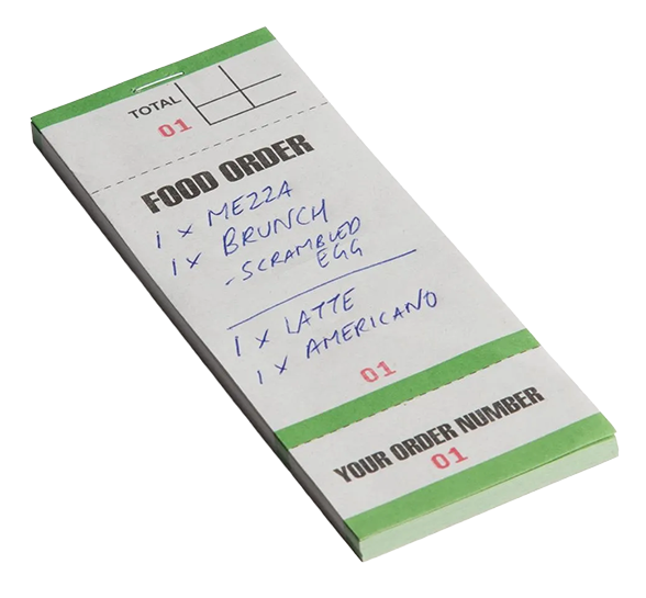 Olympia G522 Bar Food Pad with Order Tickets Single Leaf (Pack of 50) banner