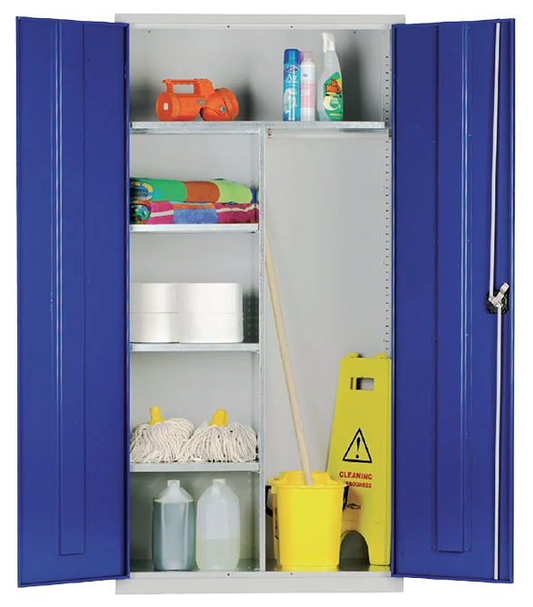 Elite Lockers CF800 Janitorial Cupboard Grey Blue Doors banner