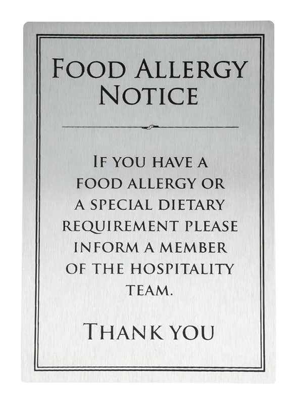 Vogue GM817 Brushed Steel Food Allergy Sign A5 banner