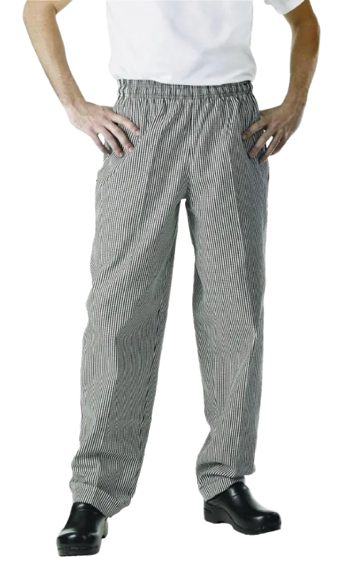 Chef Works Essential A026-M Baggy Pants Small Black Check M banner