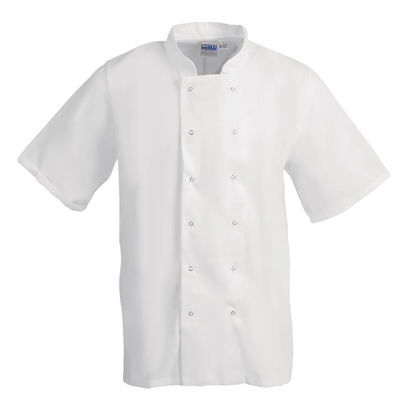 Whites Boston B250-M Unisex Short Sleeve Chefs Jacket White M banner