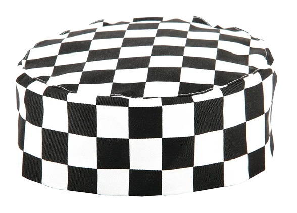 Whites A161 Chefs Skull Cap Polycotton Black & White Check banner