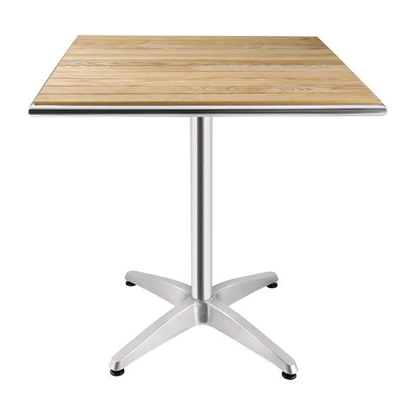 Bolero CG835 Square Aluminium & Ash Wood Table 700mm banner
