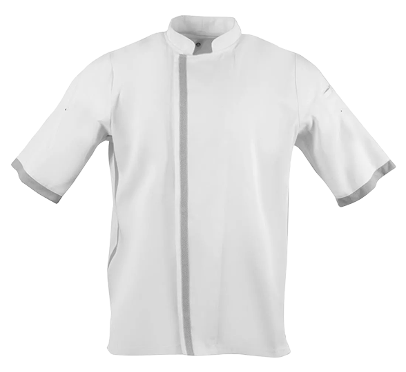 Southside B998-L Unisex Chefs Jacket Short Sleeve White L banner