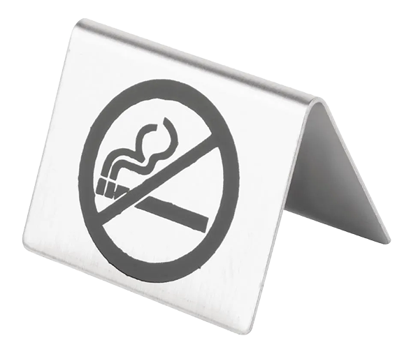 Olympia U044 Brushed Stainless Steel No Smoking Table Sign banner