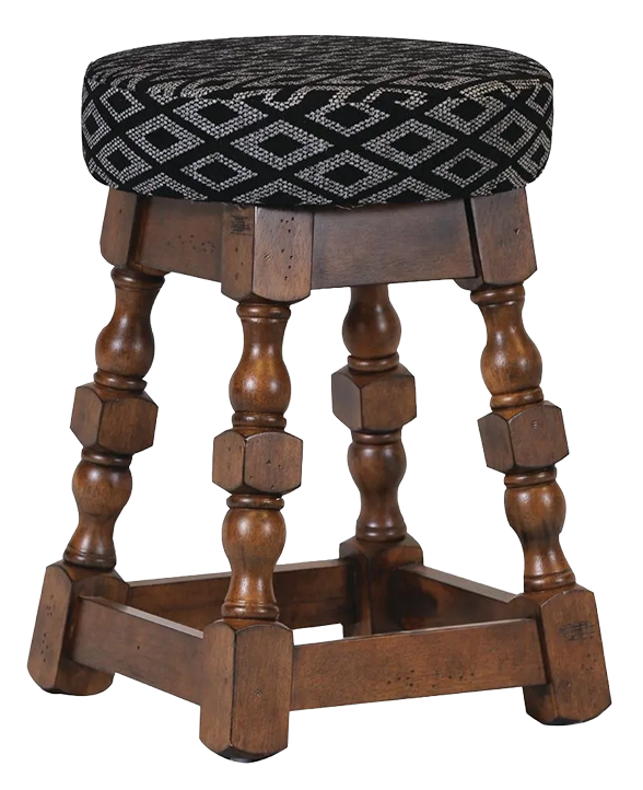 Non Branded FT405 Classic Rubber Wood Low Bar Stool with Black Diamond Seat (Pack of 2) banner