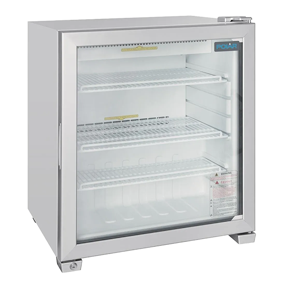 Polar G-Series GC889 90 Ltr Countertop Single Glass Door Silver Display Freezer banner