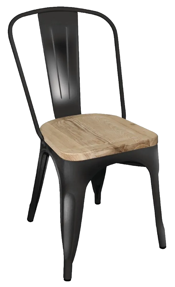 Bolero Bistro GG707 Side Chairs with Wooden Seat Pad Black (Pack of 4) banner