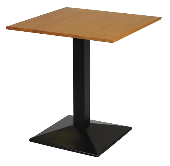 Non Branded FT502 Turin Metal Base Pedestal Square Table with Soft Oak Top banner