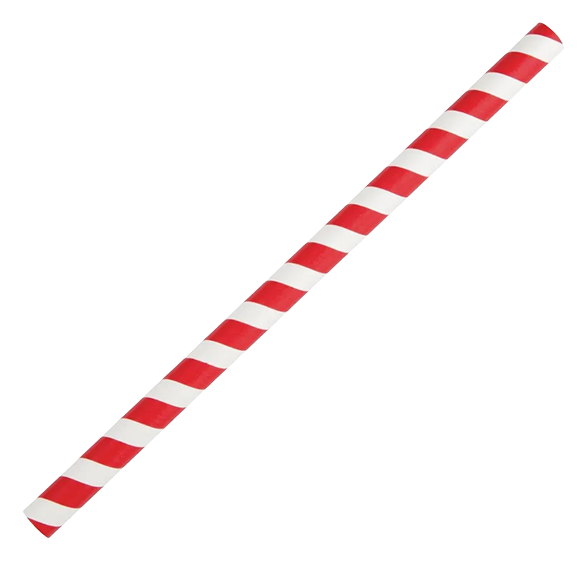 Fiesta Compostable FB147 Paper Smoothie Straws Red Stripes 210mm (Pack of 250) banner