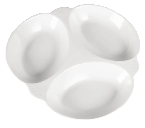 Olympia Whiteware Y099 3 Section Vegetable Dishes White 3 x 200ml (Pack of 6) banner