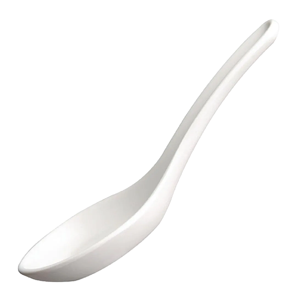 APS GF067 Hong Kong Oriental Melamine Spoon White 130mm banner