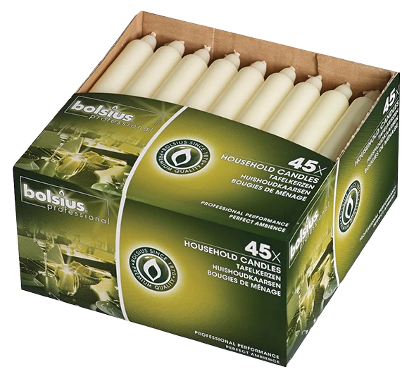 Bolsius P999 Bistro Candles Ivory 7" (Pack of 45) banner