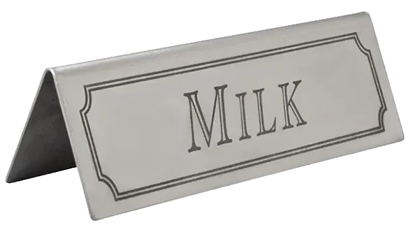 Beaumont CZ432 Milk Stainless Steel Table Sign banner