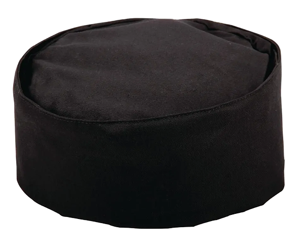 Whites A206-L Chefs Skull Cap Polycotton Black  L banner