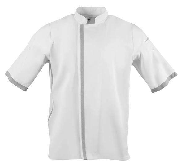 Southside B998-XXL Unisex Chefs Jacket Short Sleeve White 2XL banner