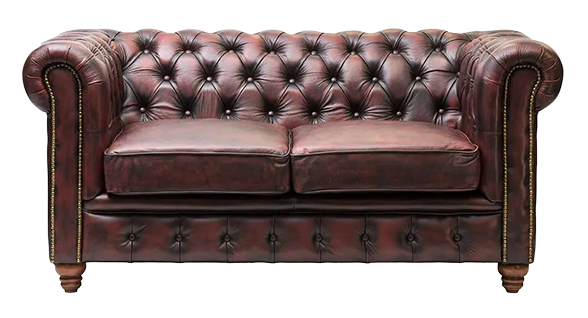 Non Branded Chesterfield FT438 Leather Two-Seater Sofa Antique Red banner