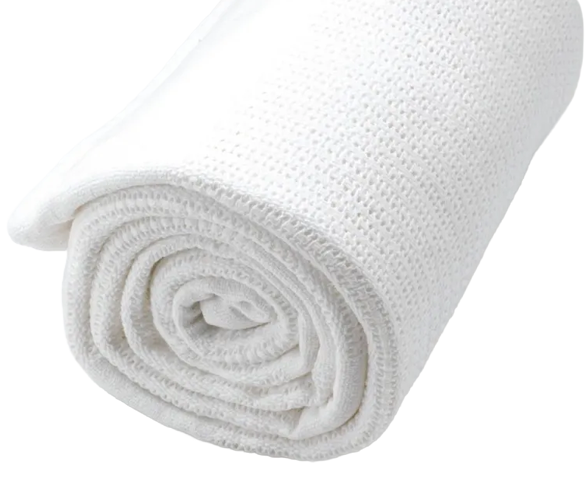Mitre Essentials Cellular GU401 Cot Size Cotton Blanket White banner