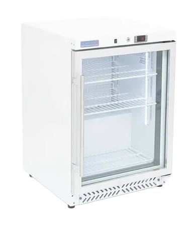 Arctica HEF540 143 Ltr Undercounter Single Glass Door White Display Fridge banner