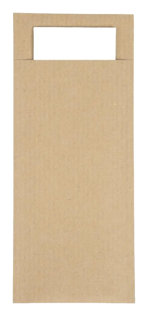 Europochette CK235 Brown Cutlery Pouch with White Napkin (Pack of 500) banner