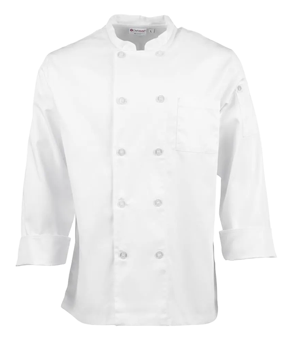 Chef Works A371-M Unisex Le Mans Chefs Jacket White M banner