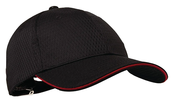 Colour by Chef Works A945 Cool Vent Baseball Cap Black with Red Trim banner