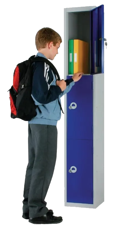 Elite Lockers W946-P Three Door Padlock Locker Blue banner