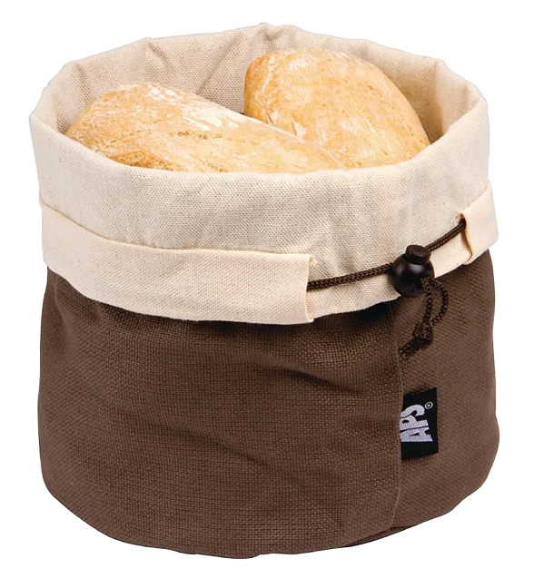 APS GH392 Round Brown & Beige Canvas Bread Bag banner
