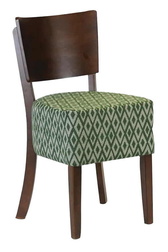 Non Branded FT423 Asti Padded Dark Walnut Dining Chair with Green Diamond Deep Padded Seat and Back (Pack of 2) banner