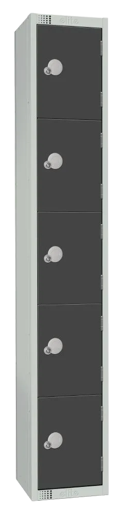 Elite Lockers GR681-C Five Door Camlock Locker Graphite Grey banner