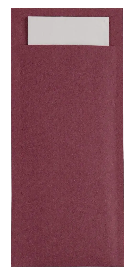 Europochette CK234 Burgundy Cutlery Pouch with White Napkin (Pack of 500) banner