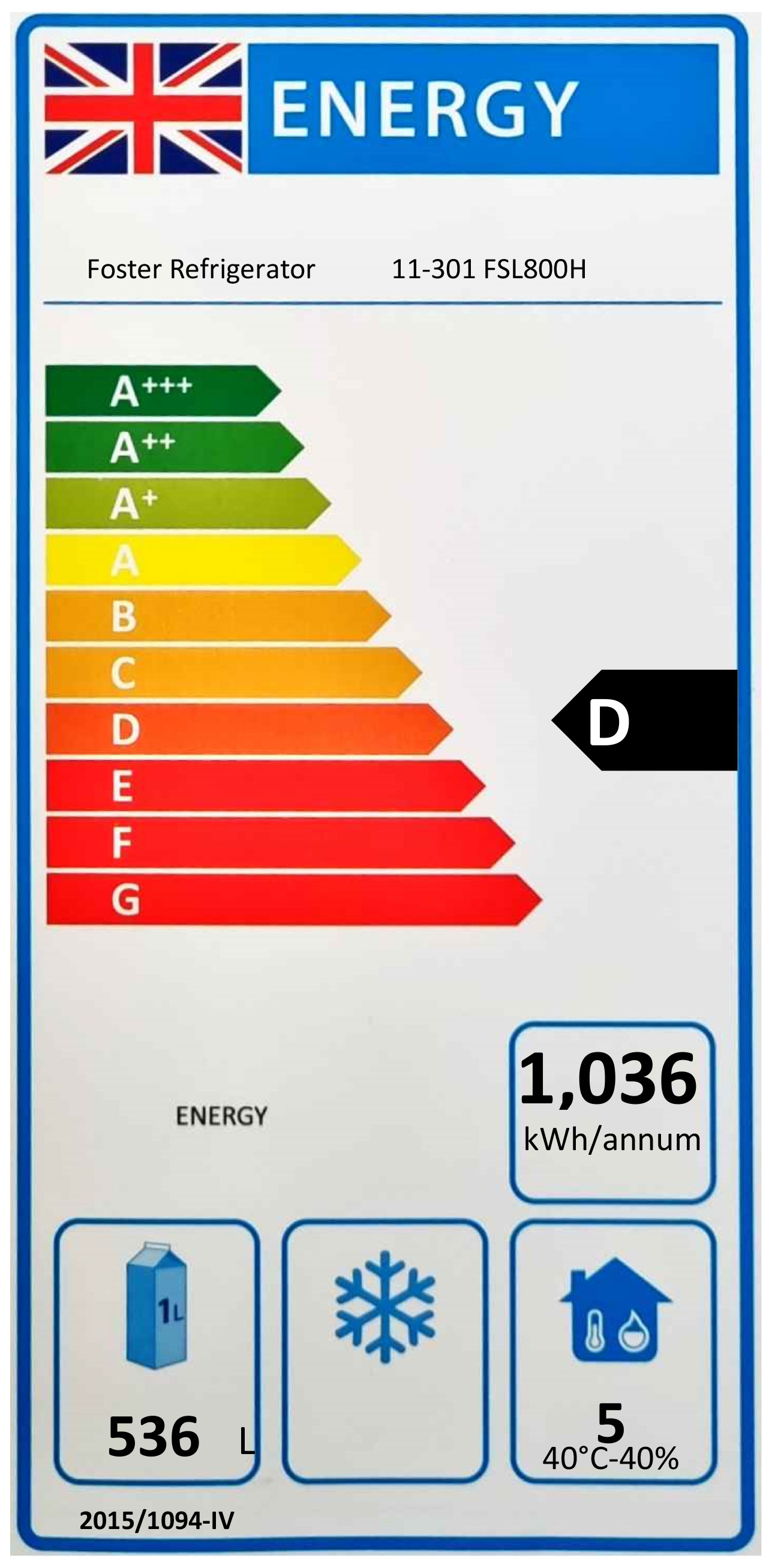 FSL800H Medium Duty 800 Ltr Upright Double Door Stainless Steel Fridge Energy Rating