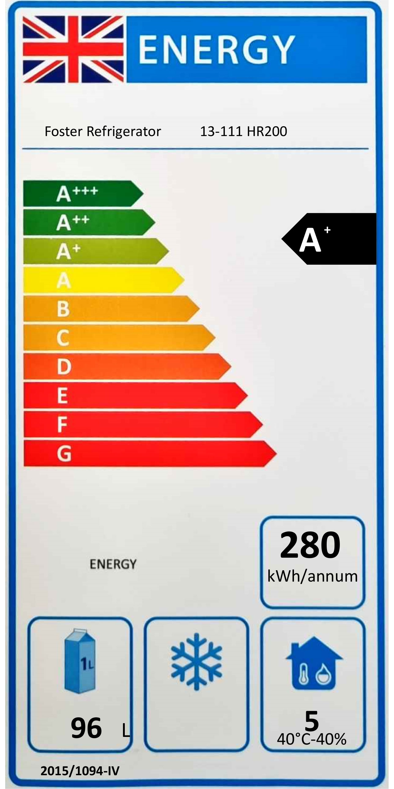 HR200 200 Ltr Undercounter Single Door Stainless Steel Fridge Energy Rating