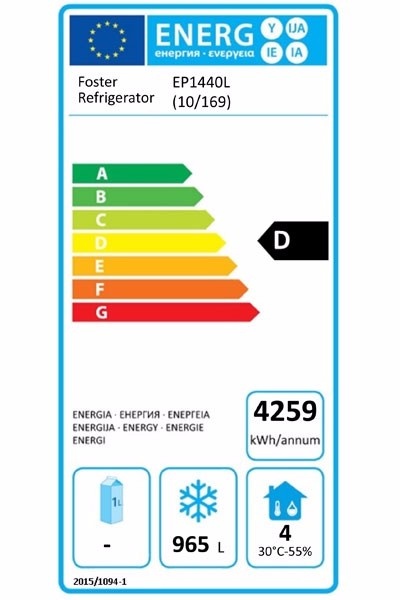 EcoPro G2 EP1440L 1350 Ltr Upright Double Door Stainless Steel Freezer Energy Rating