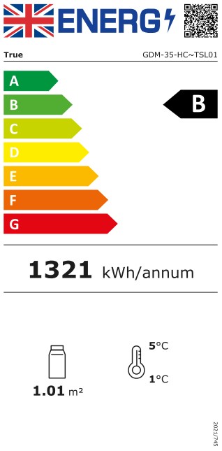 GDM-35-HC~TSL01 991 Ltr Upright Double Hinged Glass Door Black Hydrocarbon Display Fridge With Canopy Energy Rating