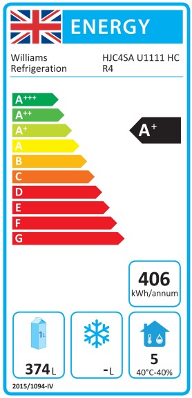 Jade HJC4-SA 715 Ltr 4 Door Stainless Steel Refrigerated Prep Counter Energy Rating