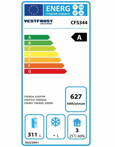 CFS344-WH Light Duty 340 Ltr Upright Single Door White Freezer Energy Rating