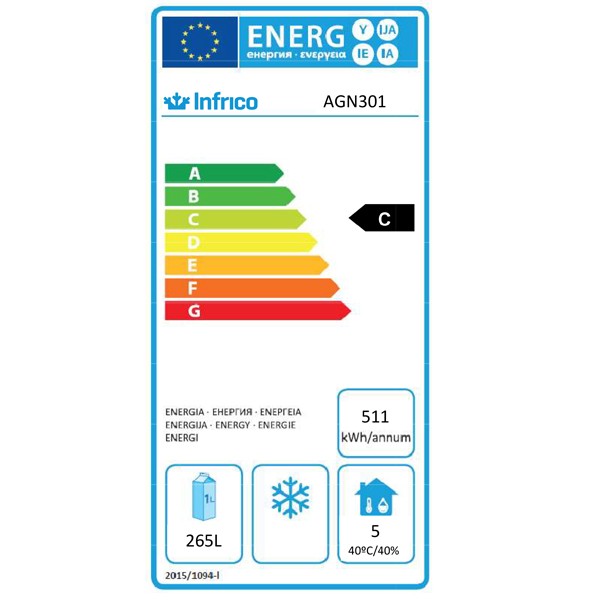 AGN301 Heavy Duty 325 Ltr Upright Single Door Stainless Steel Fridge Energy Rating