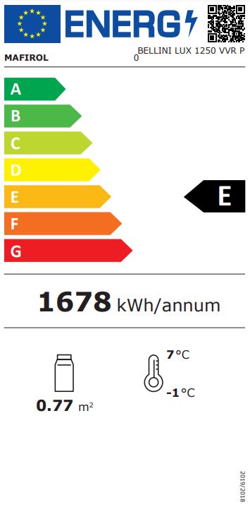 BELLINI ID 1250FV SR 1300mm Wide Flat Glass Serve Over Counter Display Fridge Energy Rating