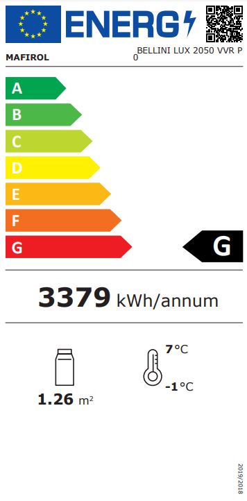 BELLINI ID 2050FV SR 2100mm Wide Flat Glass Serve Over Counter Display Fridge Energy Rating